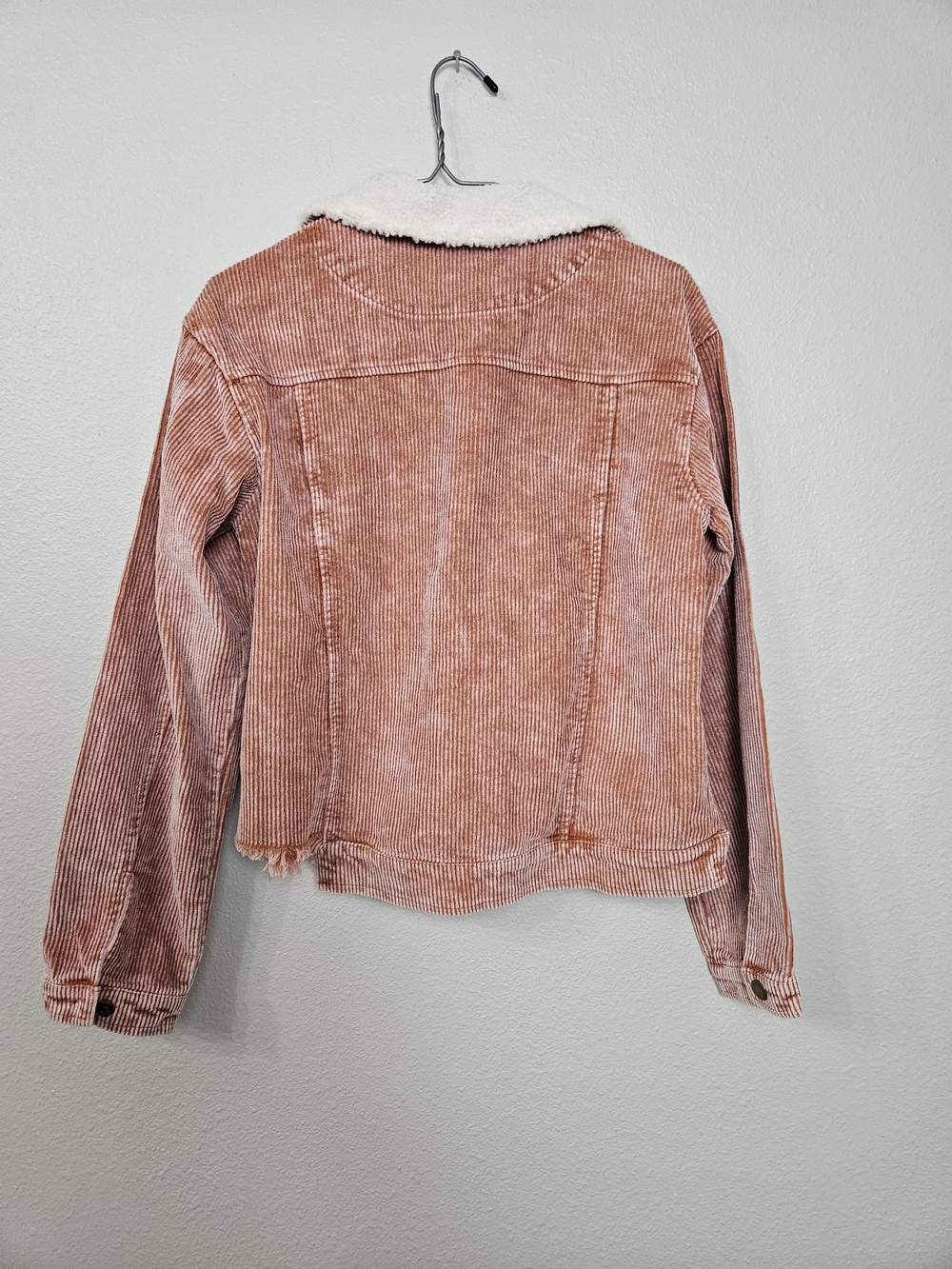 Simply Southern Dusty Rose Corduroy Jacket with White Sherpa Collar Size Medium - Picture 3 of 5